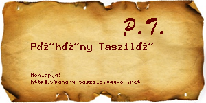 Páhány Tasziló névjegykártya